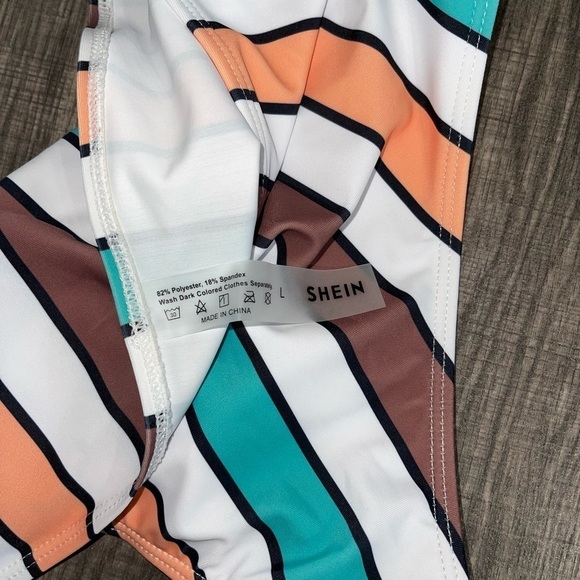 SHEIN Colorful Striped High Waisted Bikini Swimsuit Size Large - Picture 10 of 11